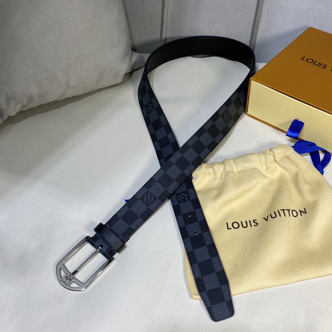 Louis Vuitton Belts Men Calfskin Canvas Cowhide