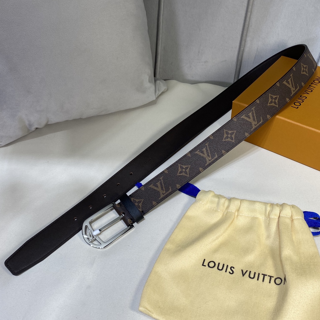 Louis Vuitton Belts Men Calfskin Canvas Cowhide