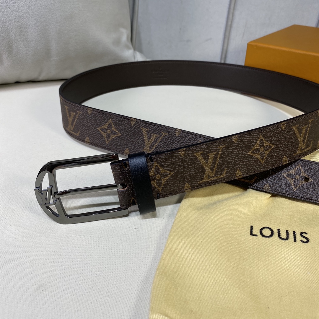 Louis Vuitton Belts Men Calfskin Canvas Cowhide