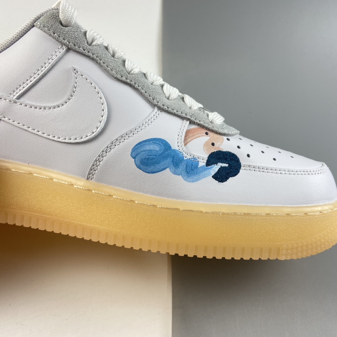 P260  Mayumi Yamase x Nk Flyleather Air Force 1 白色手绘涂鸦低帮板鞋 DB3598-100