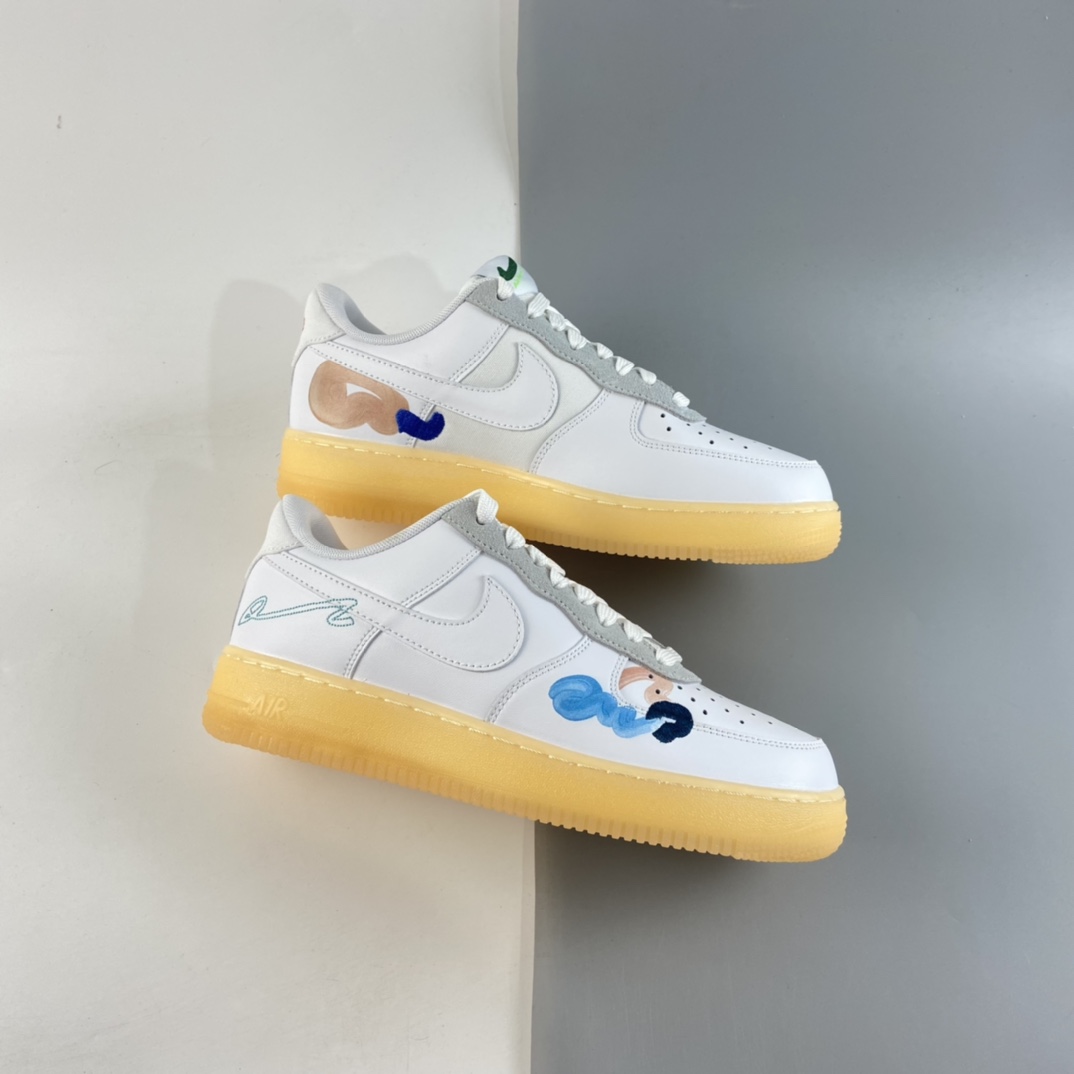 P260  Mayumi Yamase x Nk Flyleather Air Force 1 白色手绘涂鸦低帮板鞋 DB3598-100