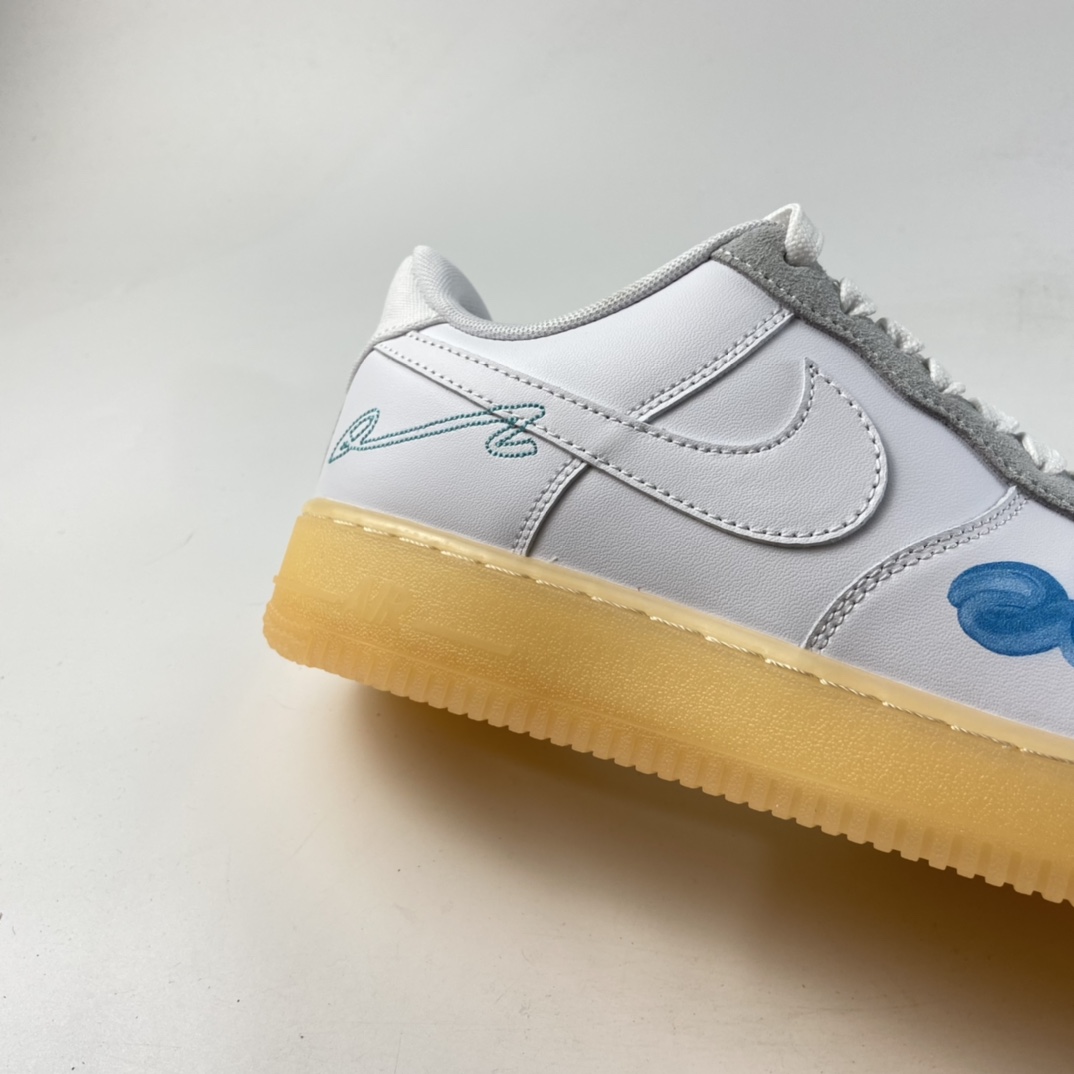 P260  Mayumi Yamase x Nk Flyleather Air Force 1 白色手绘涂鸦低帮板鞋 DB3598-100