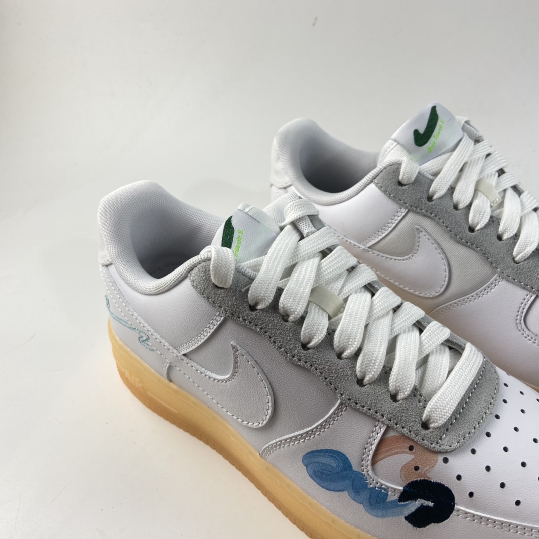 P260  Mayumi Yamase x Nk Flyleather Air Force 1 白色手绘涂鸦低帮板鞋 DB3598-100