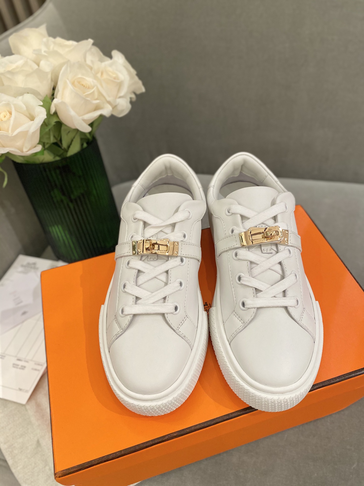 Hermes Buy Skateboard Shoes White Low Tops