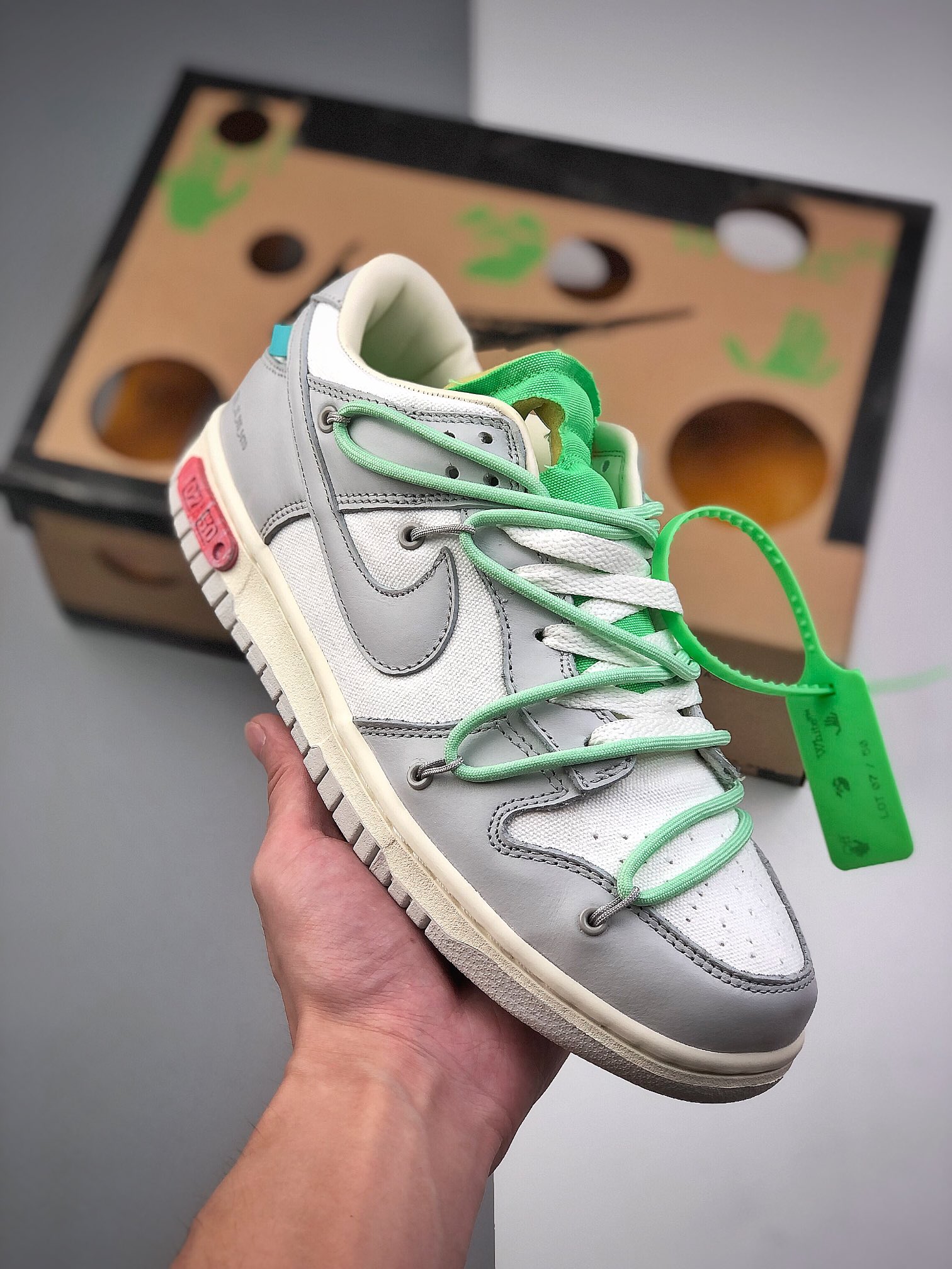 Off-White™ x Nike SB Dunk Low "The 50"OW“灰白橙绿” 大厂纯原出品 原楦原纸版原数据开发#采用超软头层皮革+棉实登山绑绳#鞋垫嵌入缓震乳胶+Sole真气垫装置#原比值开发耐磨橡胶大底 货号： DM1…