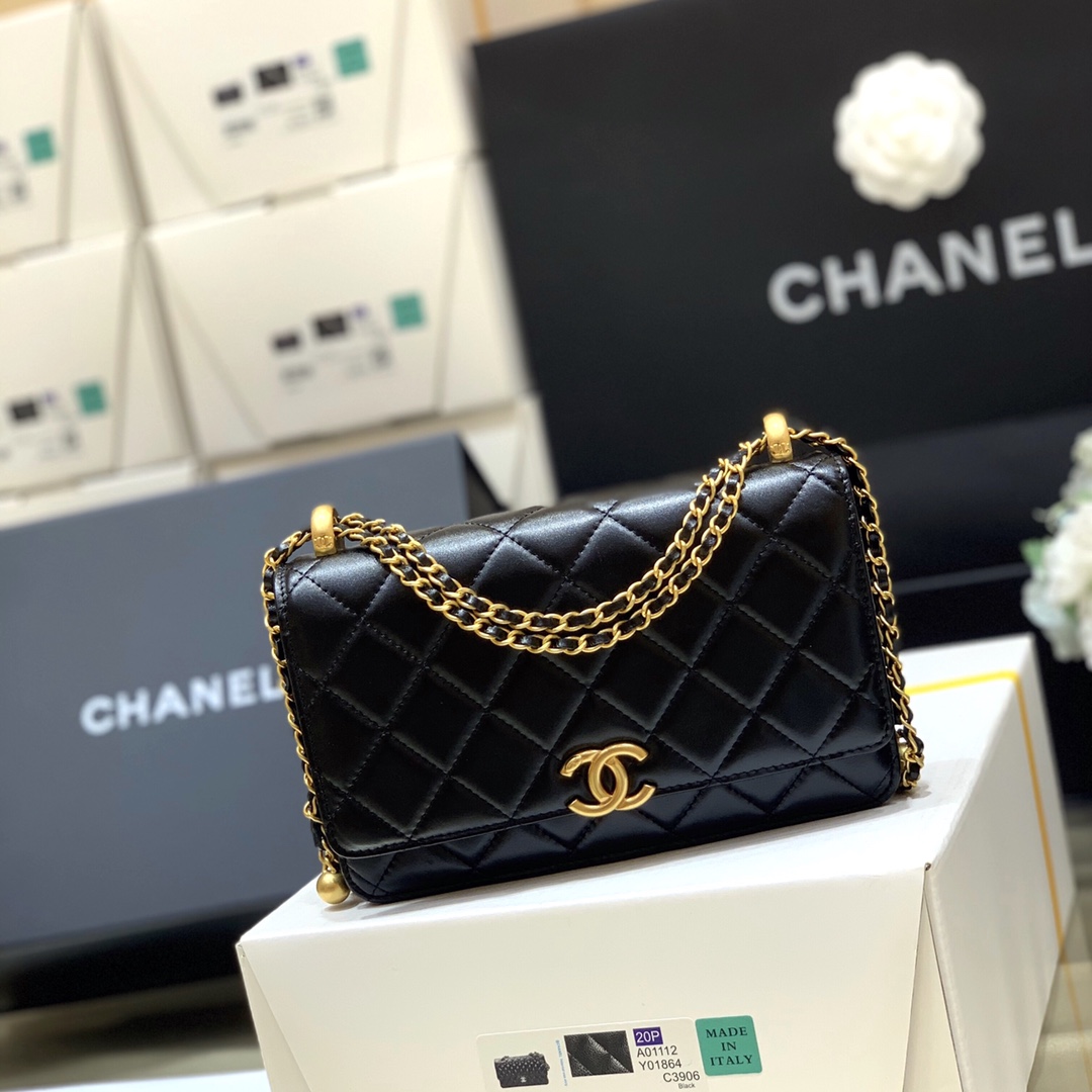 Chanel 2021早秋高级手工坊系列小金珠系列发财包 AP2289黑色