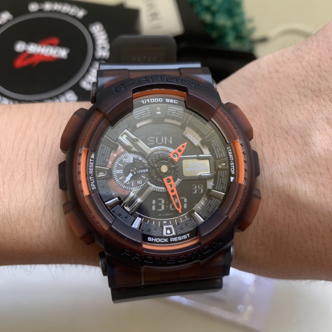 Casio envío incluido serie ga-110 gris naranja transparente foto real