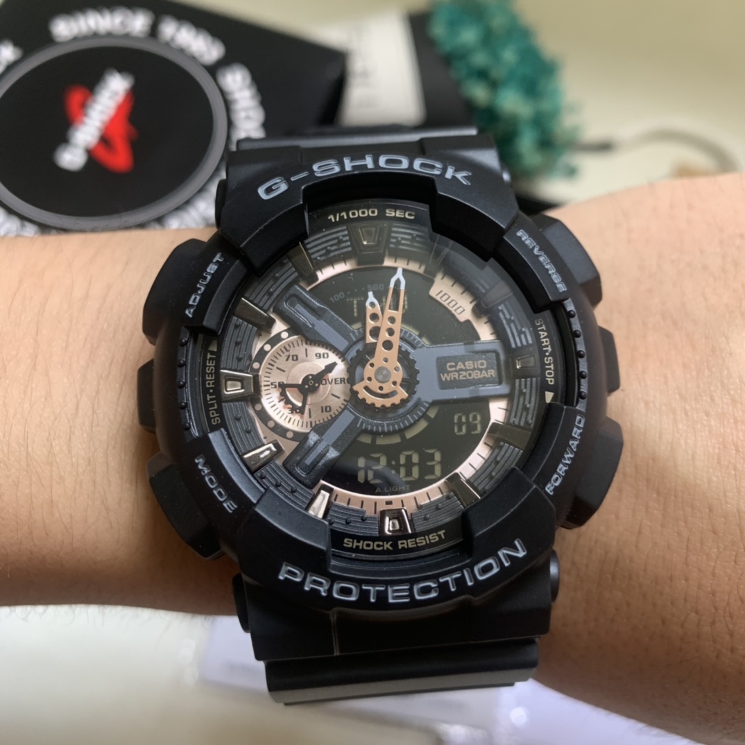 Casio envío gratis serie ga-110 negro, rosa y dorado grande foto real