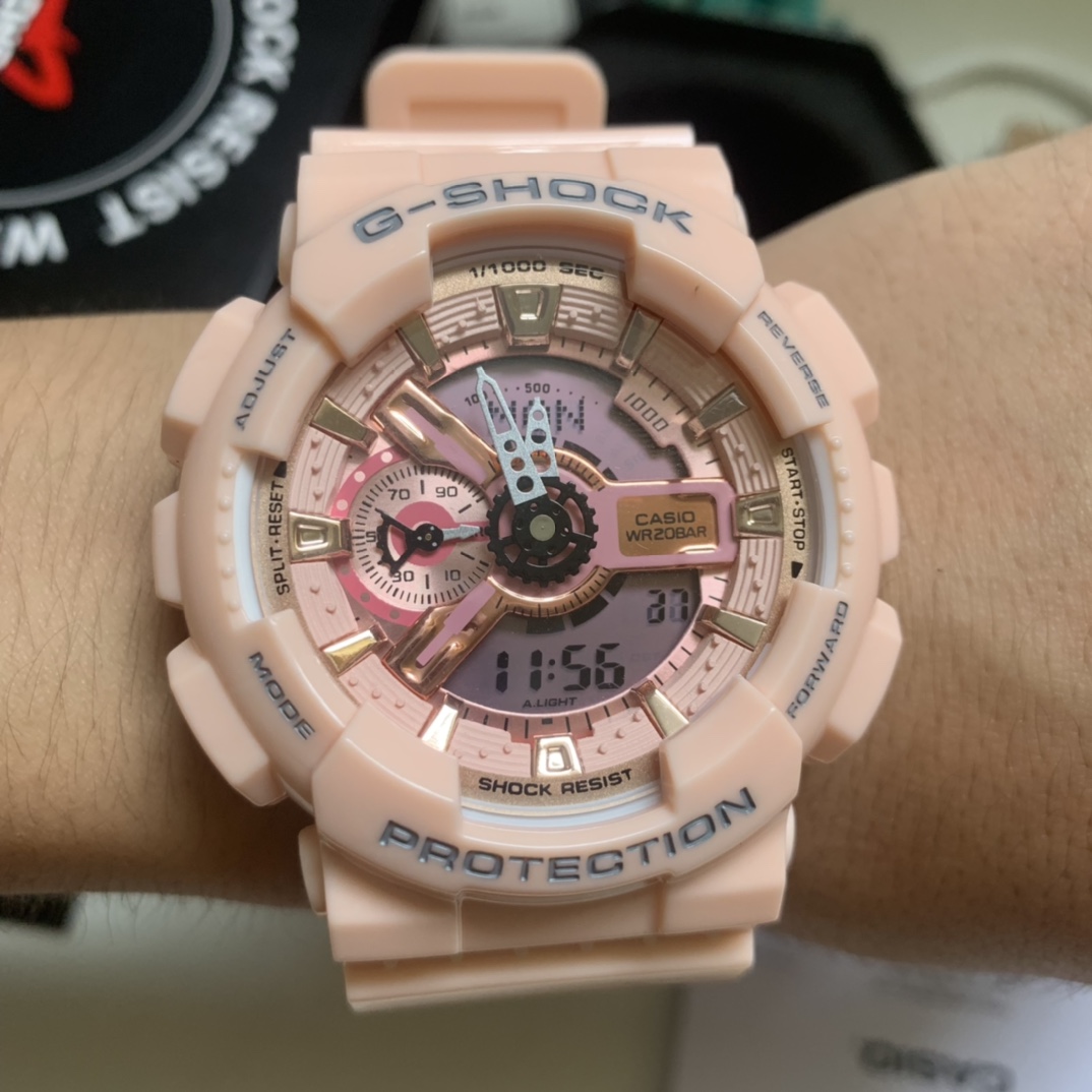 Casio envío gratis serie ga-110 rosa y dorado grande foto real