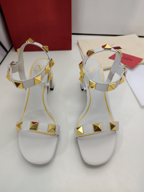 Valentino Rockstud White Leather Heeled Sandals, Size 35-40, Heel 6.5cm 1 Valentino Rockstud White Leather Heeled Sandals, Size 35-40, Heel 6.5cm