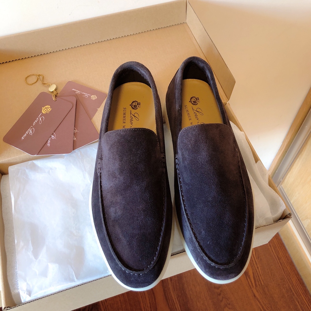 Loro Piana Shoes Loafers Highest Product Quality
 Apricot Color Black Blue Brown Caramel Coffee Dark Green Grey Light Pink Red White Yellow Unisex Chamois Cowhide Rubber Sheepskin Summer Collection