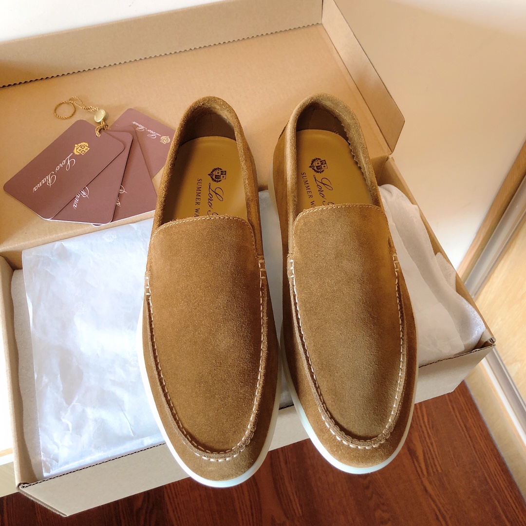 Fake AAA+
 Loro Piana Designer
 Shoes Loafers Apricot Color Black Blue Brown Caramel Coffee Dark Green Grey Light Pink Red White Yellow Unisex Chamois Cowhide Rubber Sheepskin Summer Collection