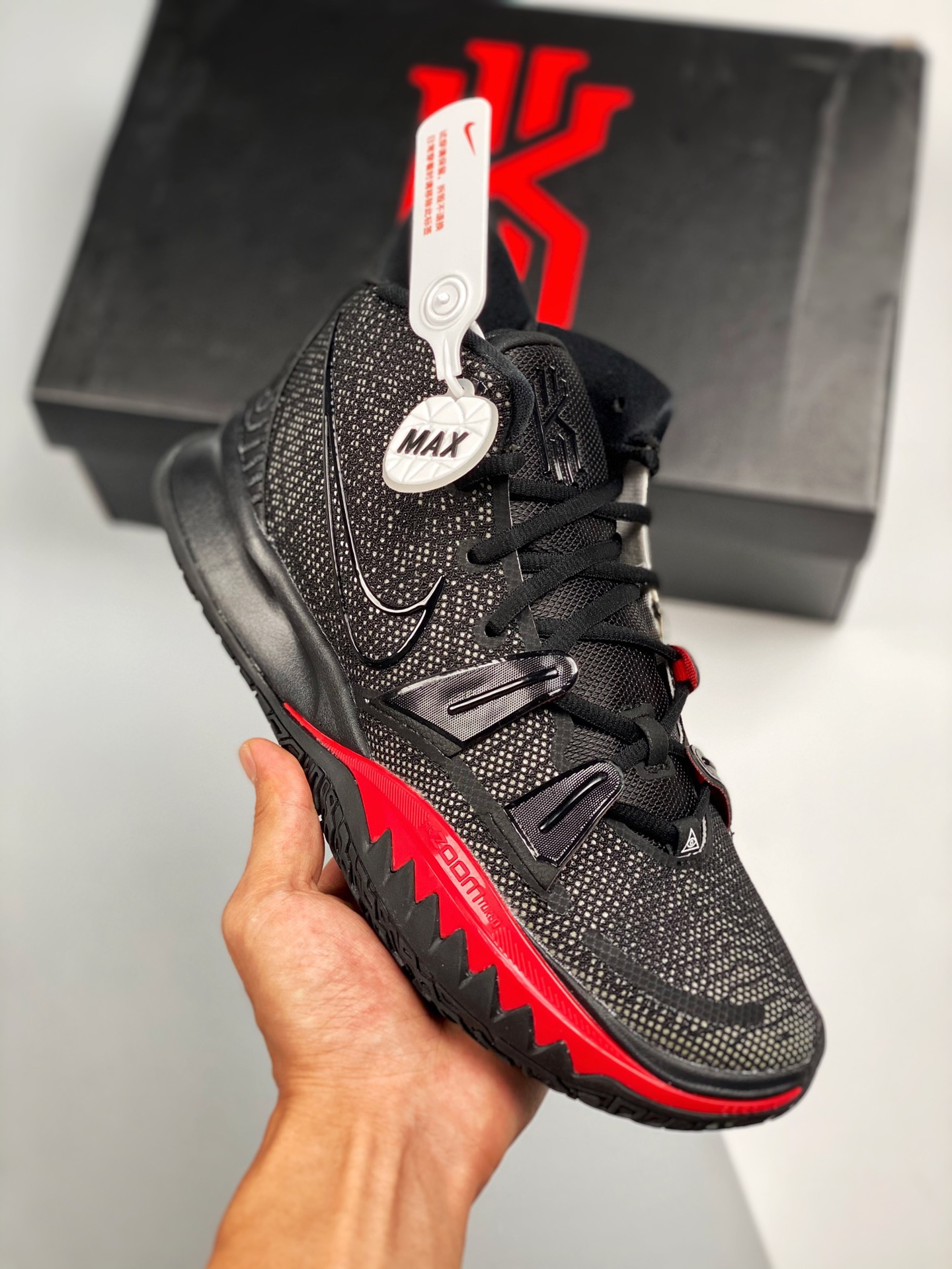 NIKE KYRIE 7 "Bred" edición especial conjunta, puro original, Kyrie 7, negro rojo, Swoosh con alas doradas, máximo nive…