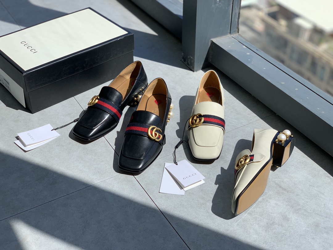 - Gucci clásica perla raíz cuadrada Mueller zapatos Mocasines se puede pisar puede ser arrastrado en