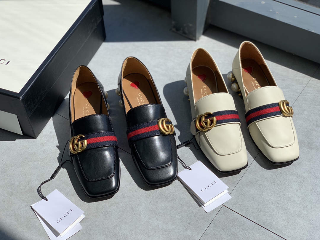 - Gucci clásica perla raíz cuadrada Mueller zapatos Mocasines se puede pisar puede ser arrastrado en