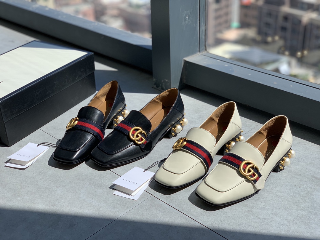 - Gucci clásica perla raíz cuadrada Mueller zapatos Mocasines se puede pisar puede ser arrastrado en
