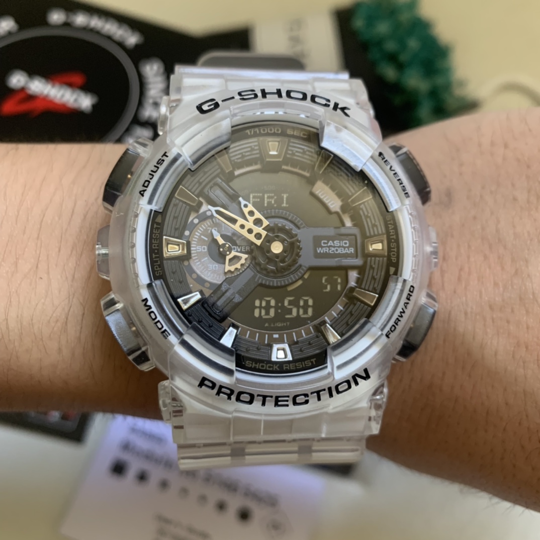 Casio envío gratis serie ga-110 transparente negro grande foto real