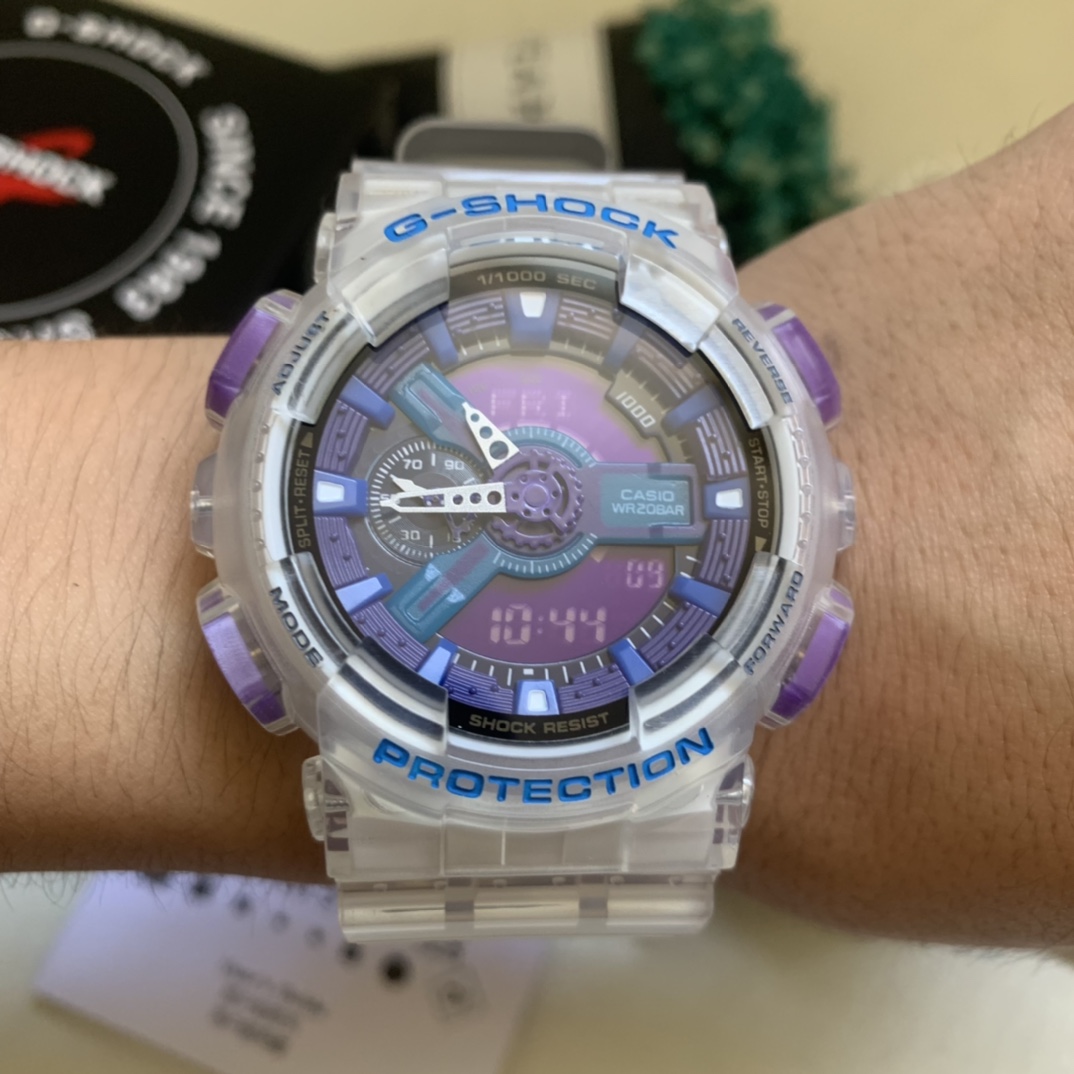 Casio envío gratis serie ga-110 transparente morado grande foto real