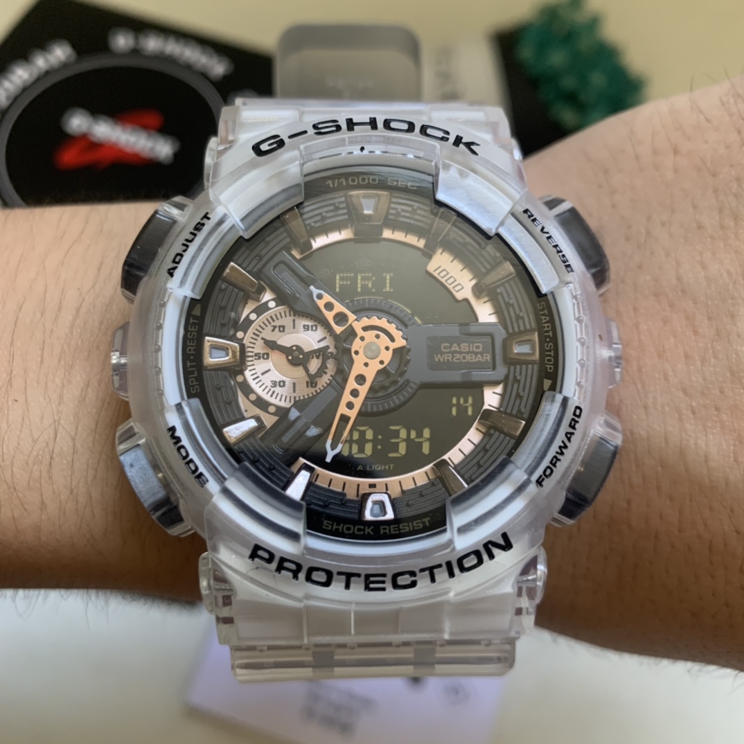 Casio envío incluido serie ga-110 transparente rosa dorado foto real
