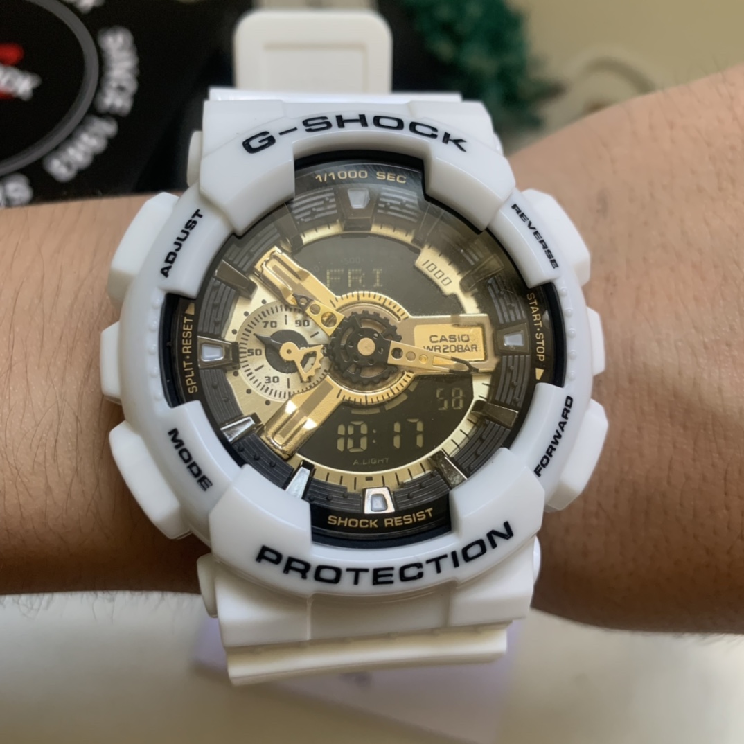 Casio envío incluido ga-110 blanco negro dorado foto real
