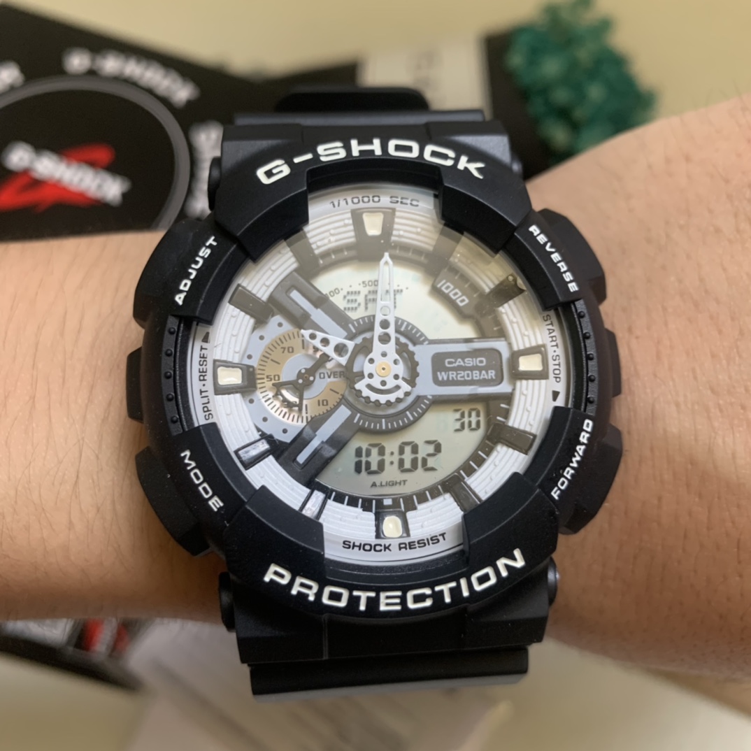 Casio envío incluido serie ga-110 círculo blanco y negro foto real