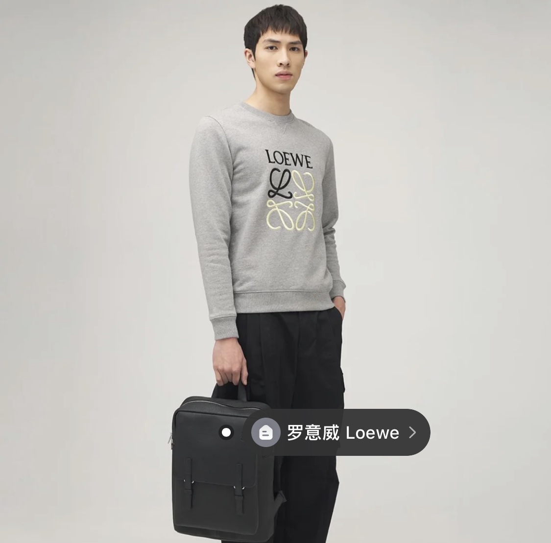 Loewe柔软粒面牛皮革军用背包 B553J18X01黑色