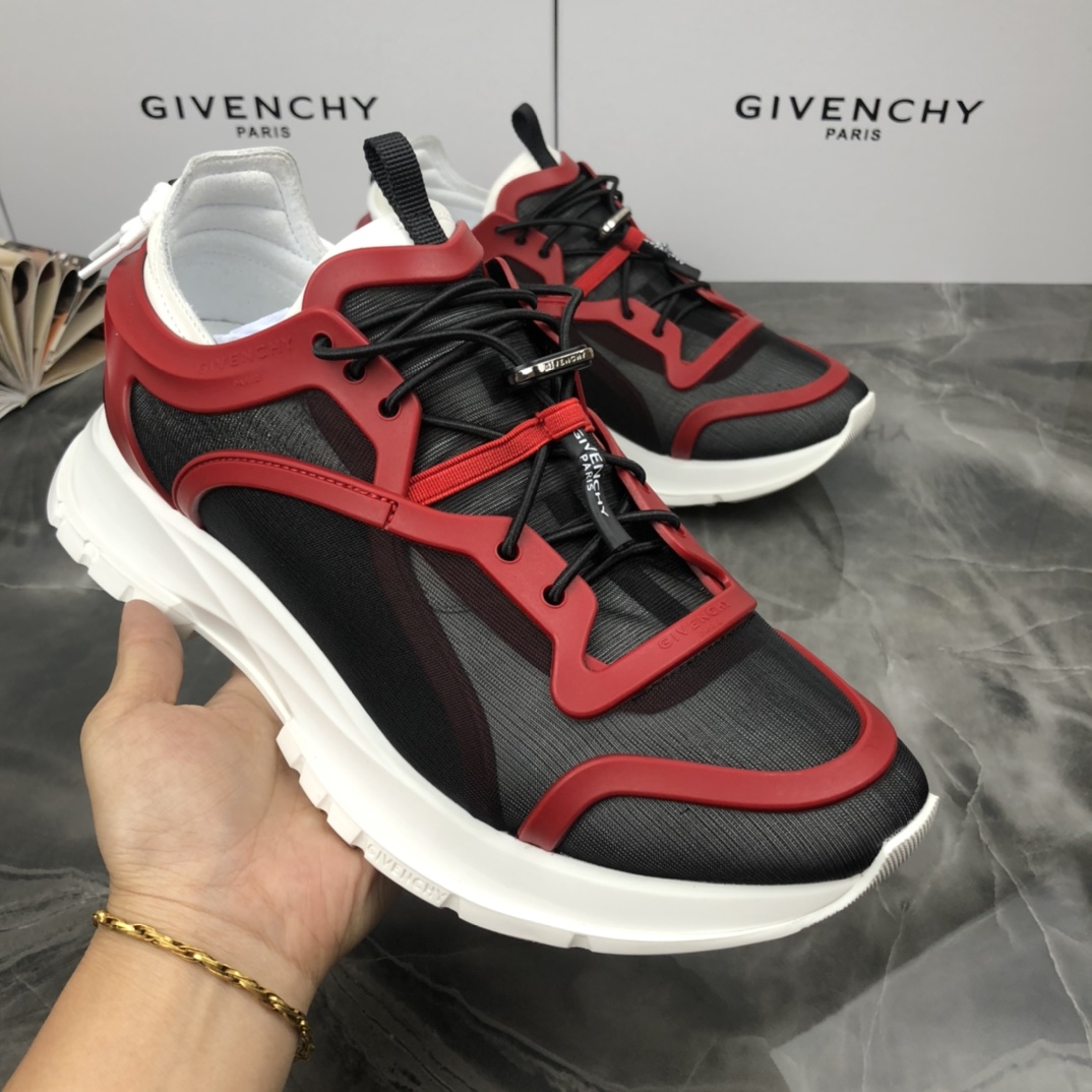 Givenchy Chaussures Décontractées Noir Rouge Blanc Toile Tissu de maille Haut bas