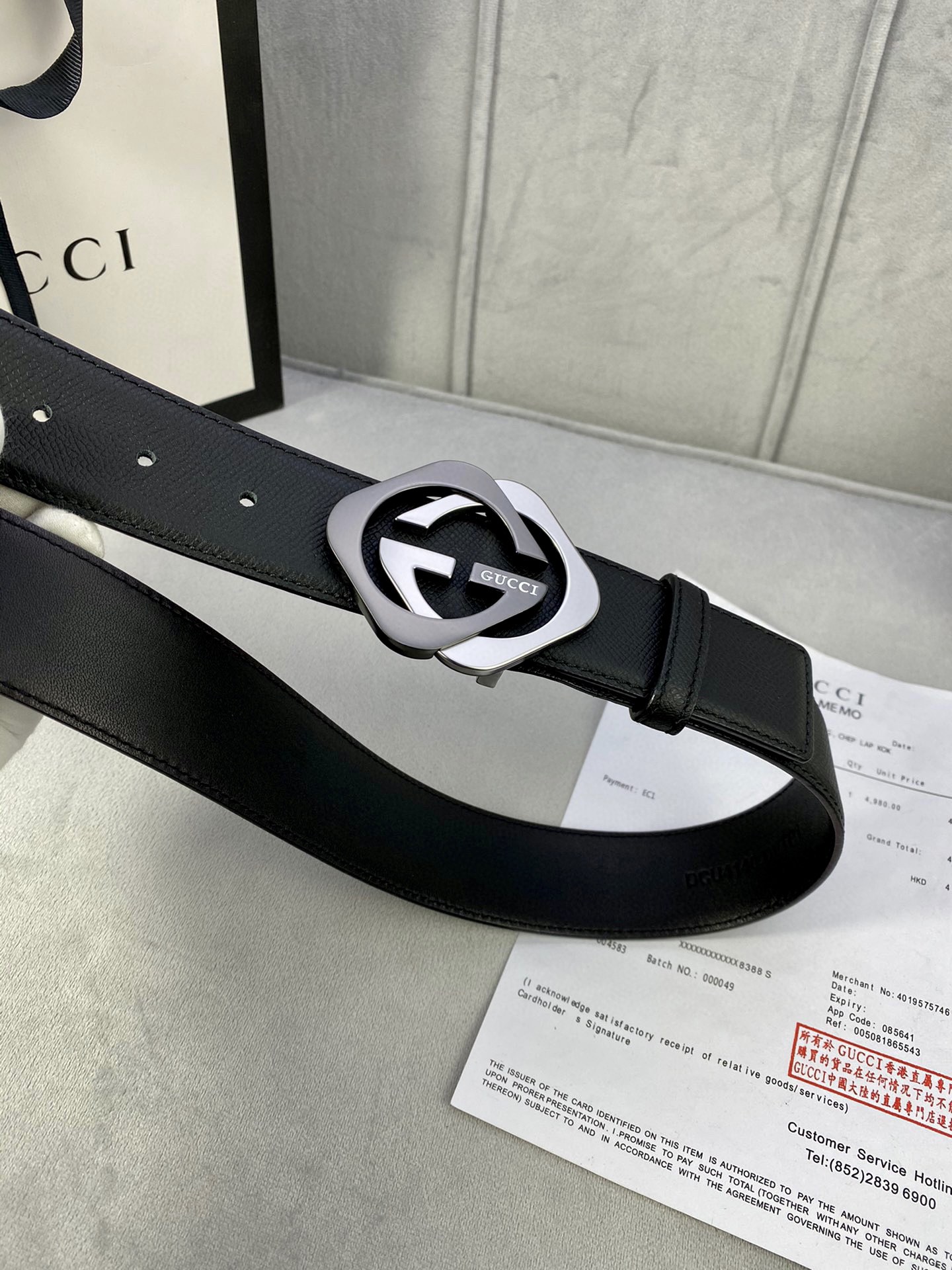 宽度4.0cm gucci 互扣式双G logo填油扣