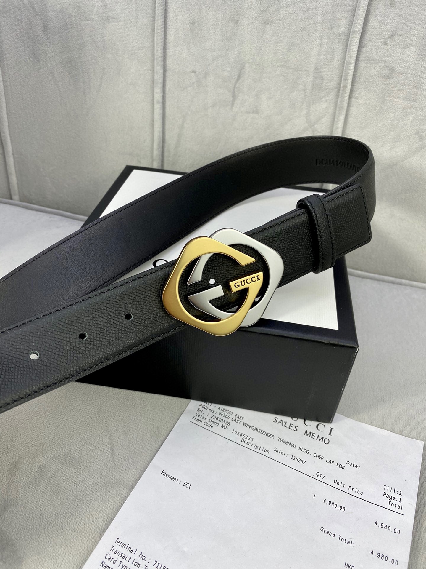 宽度4.0cm gucci 互扣式双G logo填油扣