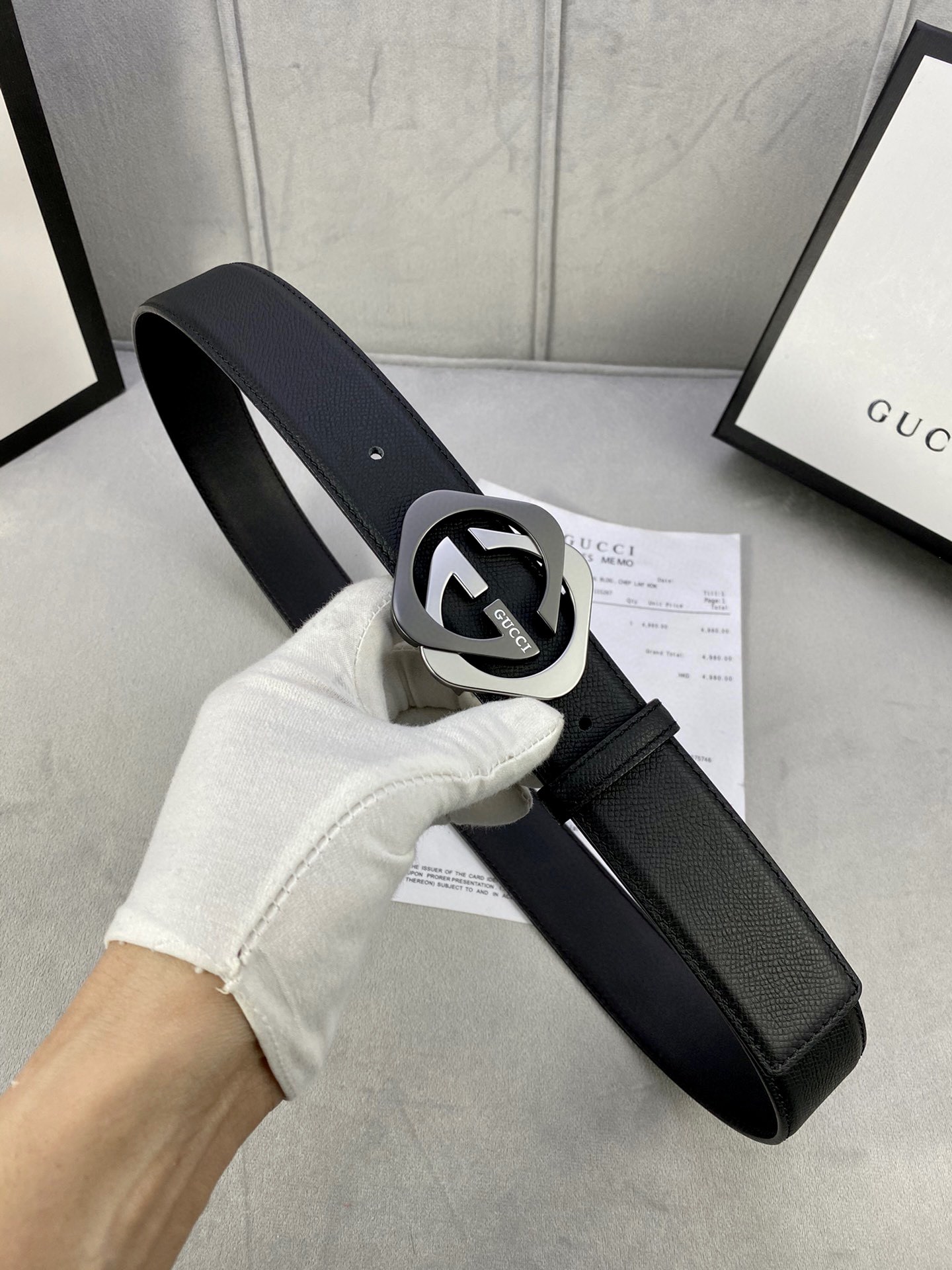 宽度4.0cm gucci 互扣式双G logo填油扣
