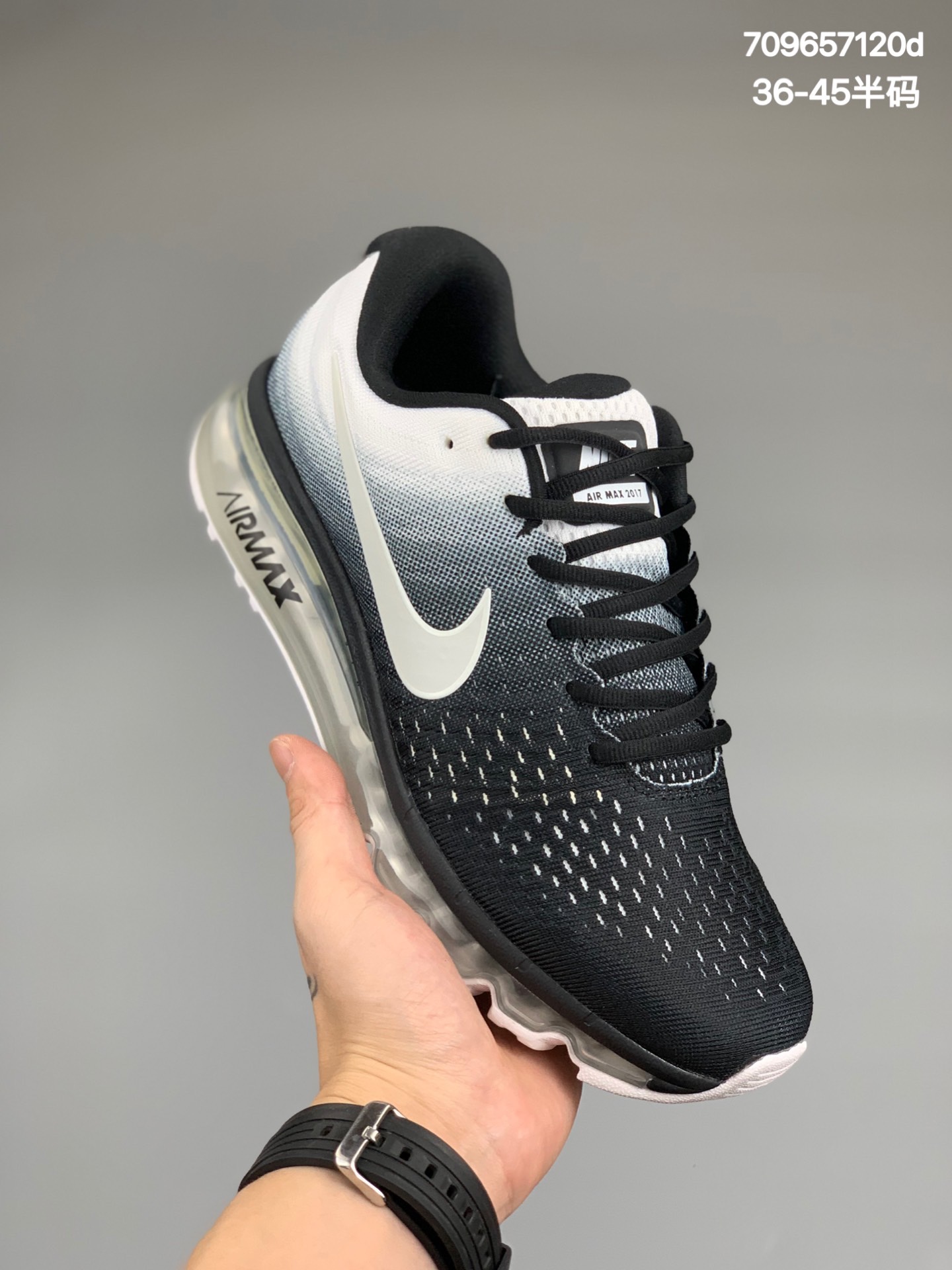 
Air Max 2017 全掌气垫 849559-010 黑白 一次成型鞋面+内置裁片 泰光原厂标+小潘气垫加持 完美冲正
码数：36 36.5 37.5 38 38.5 39 40 40.5 41 42 42.5 43 44 45
编码:709657120d