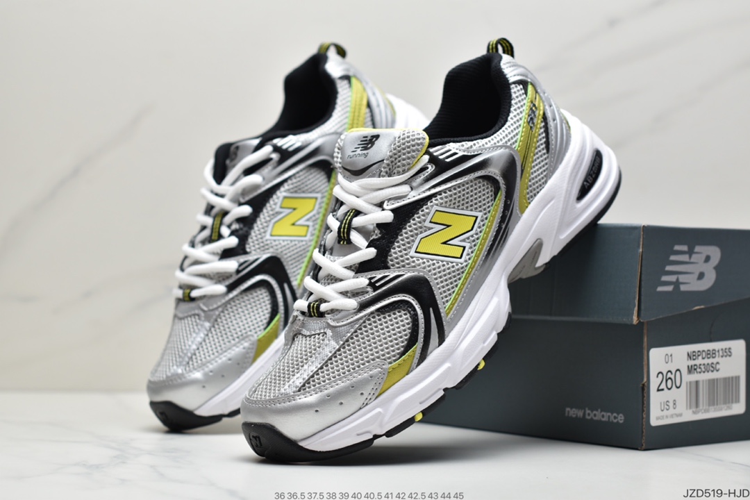 140 New Balance 新百伦 MR530FWI系列 夏季网面复古跑鞋透气网面 牛皮拼接