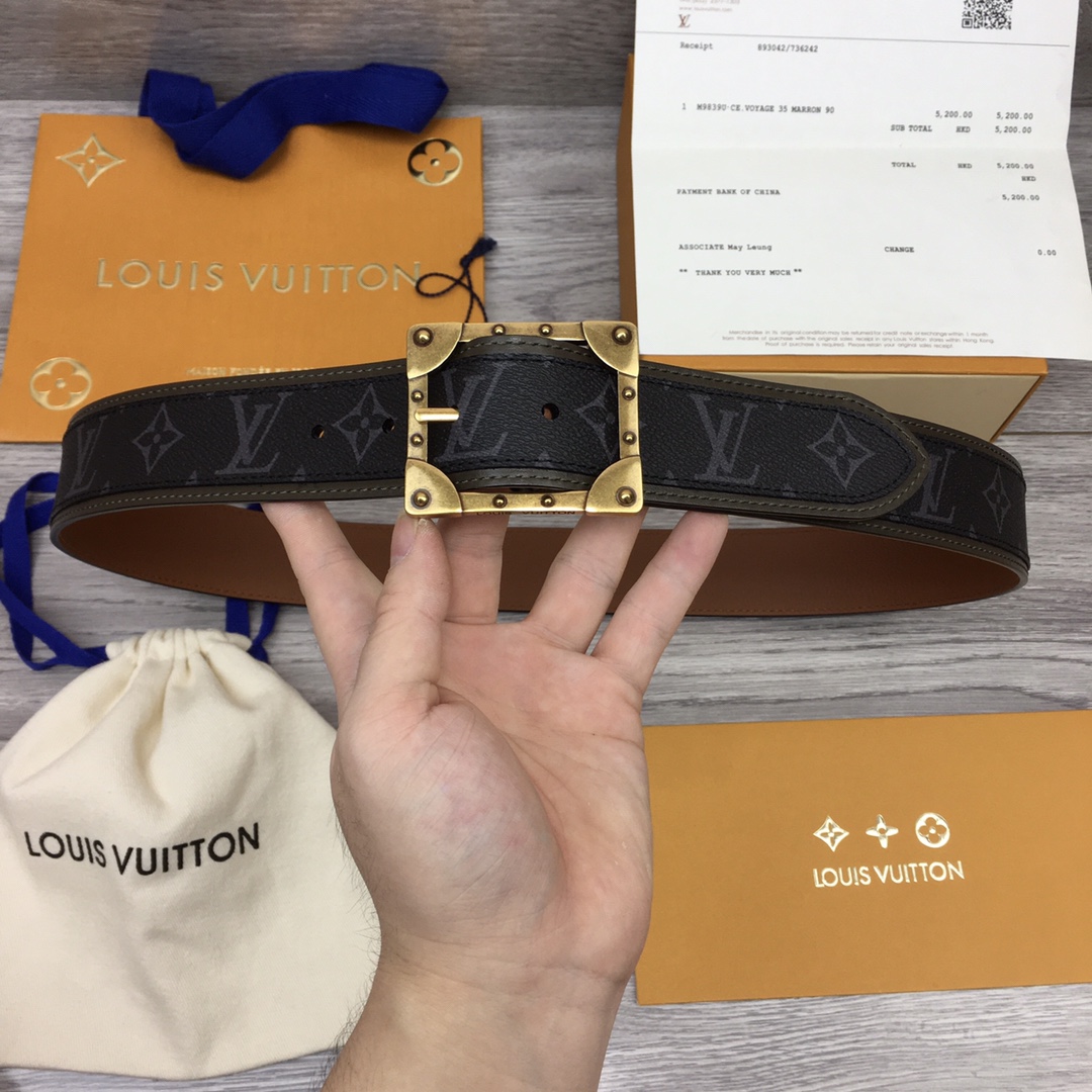 Louis Vuitton AAAA
 Belts Men Calfskin Canvas Cowhide