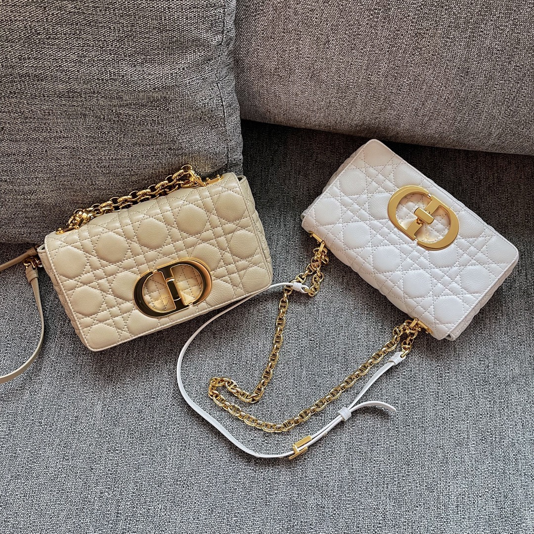 Dior Caro Bags Handbags Beige Gold White Vintage