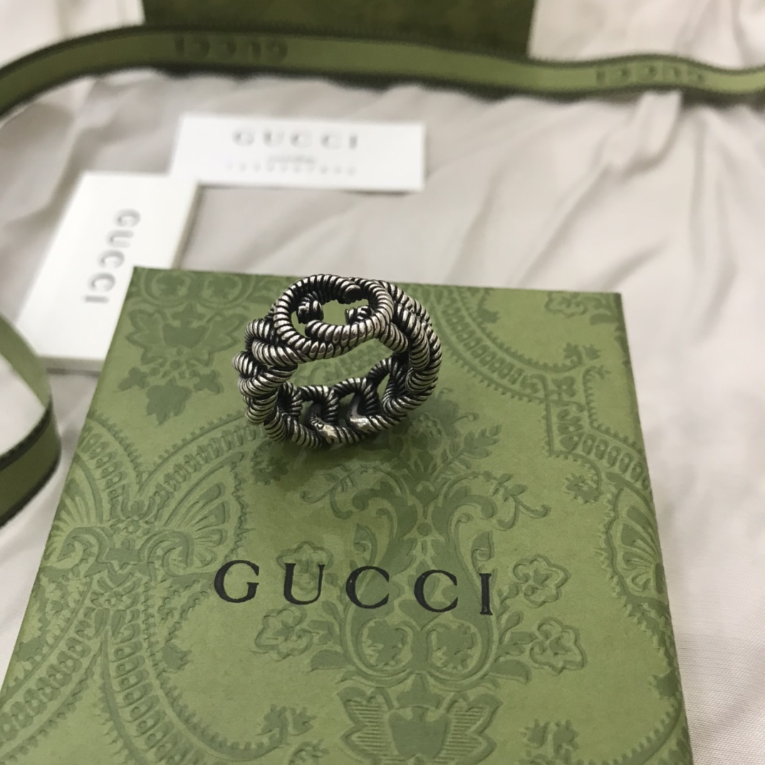 NO:104337,Gucci Gucci 925 sterling silver fashion retro double G thread ring Size 14# 16# 18# 20# 22# 24#, Gucci ring, gucci, gucci, ring, pure silver19860909Gucci古驰925纯银时尚复古双G螺纹戒指 尺寸14# 16# 18# 20# 22# 24#,古驰戒指,gucci,gucci,ring,pure silver,Jewelry