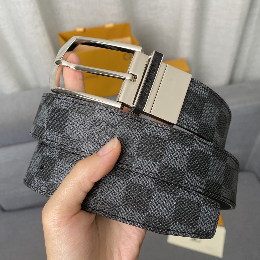 Louis Vuitton Belts Men Calfskin Canvas Cowhide