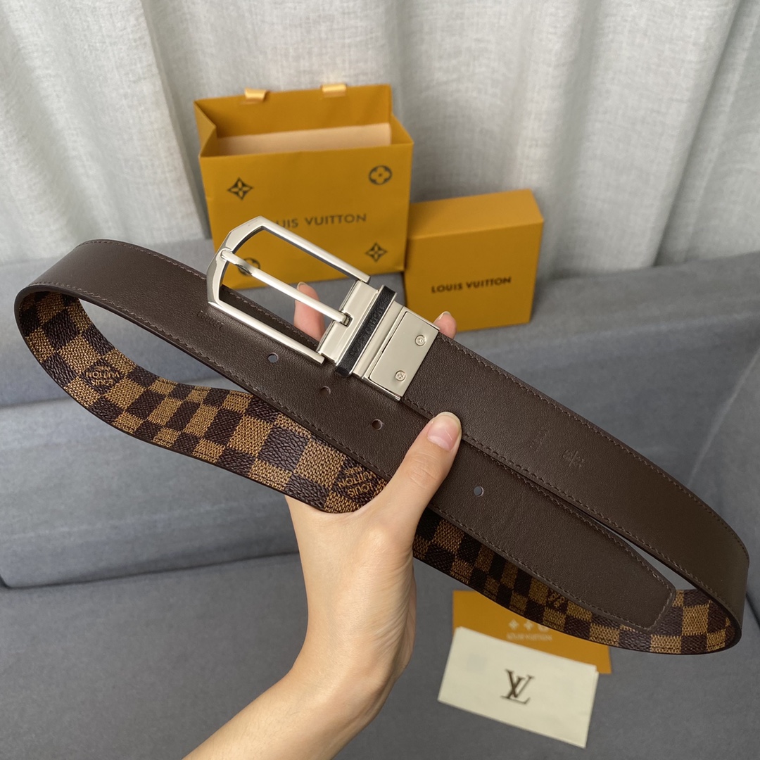 Louis Vuitton Belts Men Calfskin Canvas Cowhide