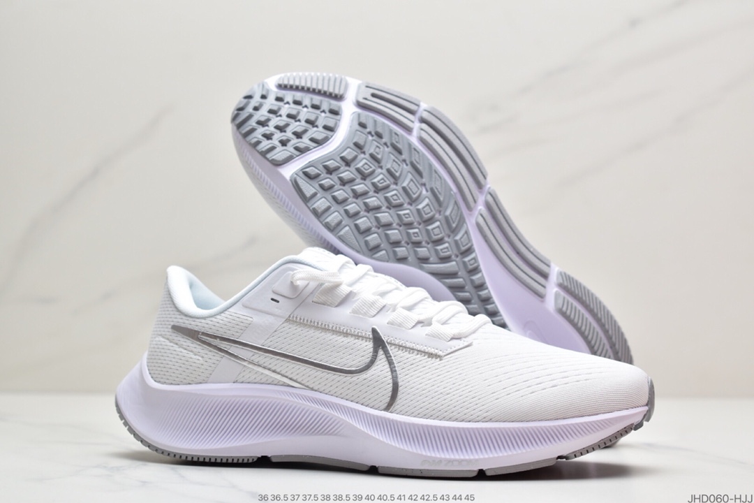 190 耐克Nike Zoom Pegasus 38”White/Black/Grey”38代超级飞马涡轮增压马拉松休闲运动慢跑鞋“网织白黑灰”CW7358-100