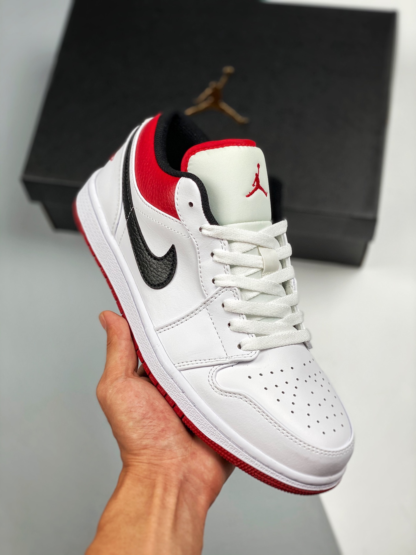 Air Jordan 1 Low Blanco-Rojo Chicago AJ1 Zapatillas casuales de caña baja Sincronizado con el color oficial Único en el…