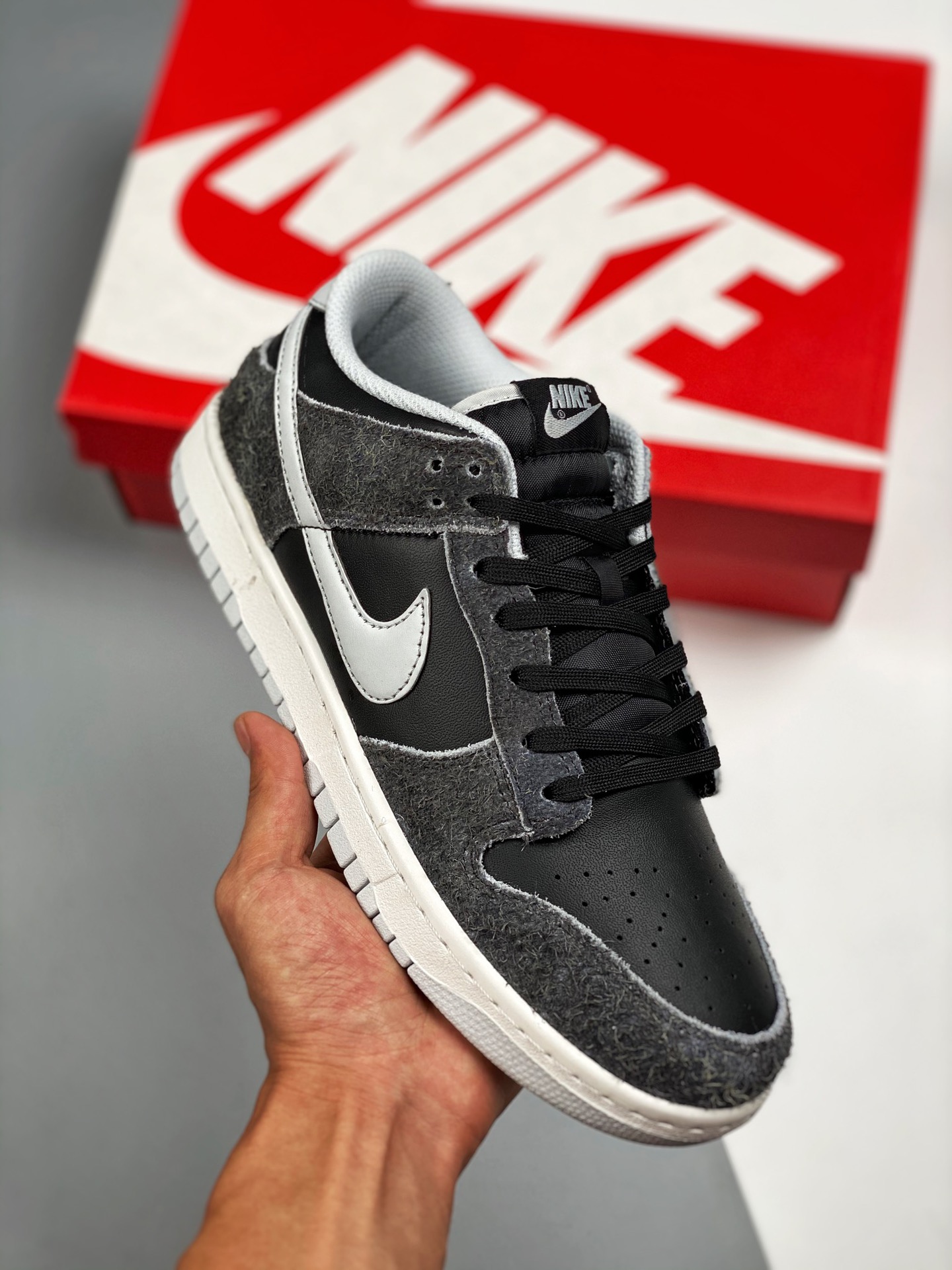 NK SB Dunk Low Retro 'Zebra' gris ahumado, estampado de cebra, muy recomendado, material de primera capa original, esti…