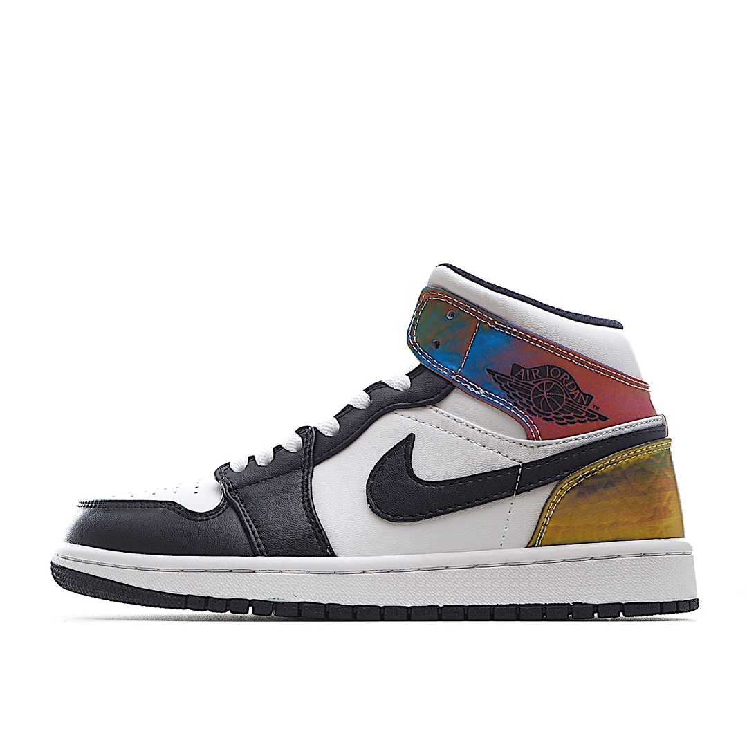 H5 新货 市面唯一天花板级别 Air Jordan 1 MiD 黑白镭射炫彩