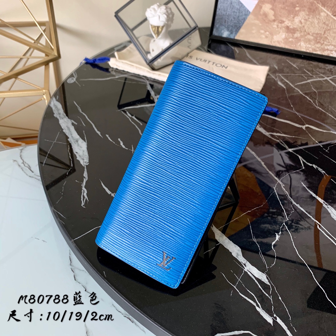 How quality
 Louis Vuitton Wallet Sell Online Luxury Designer
 Black Blue Silver Men Epi Canvas Cowhide Fabric M80788