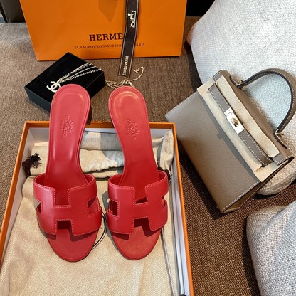 Hermes Shoes High Heel Pumps Red Sewing Summer Collection
