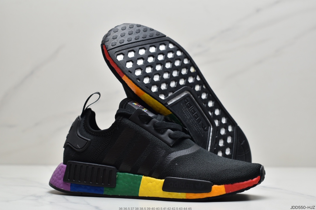 120 真爆阿迪达斯 Adidas NMD R-1 针织面街头风经典百搭跑步鞋 FV1798