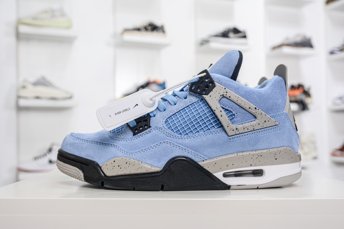 G版纯原第一批G版纯原❗️ Air Jordan 4 Retro “University Blue ” 大学蓝 原纸板开发 ，完美鞋型 ，原厂头层贝利PA翻毛皮，精准电脑针车 ， 正确乳胶鞋垫 大几率过验，拼盒拼标秒过