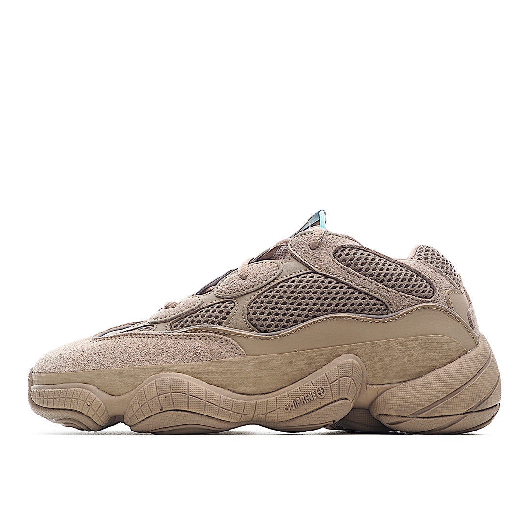 I0 Adidas 阿迪达斯 YEEZY 500椰子3M反光复古老爹跑鞋原厂3M反光条 市场独家真35码后跟V形结合人体工程学保证双脚舒适性鞋身与正品一致由合成革、麂皮和网面多种材质精心车缝拼接而成 搭载了adiprene减震科技大底，给人上脚以舒适平稳百搭而著称