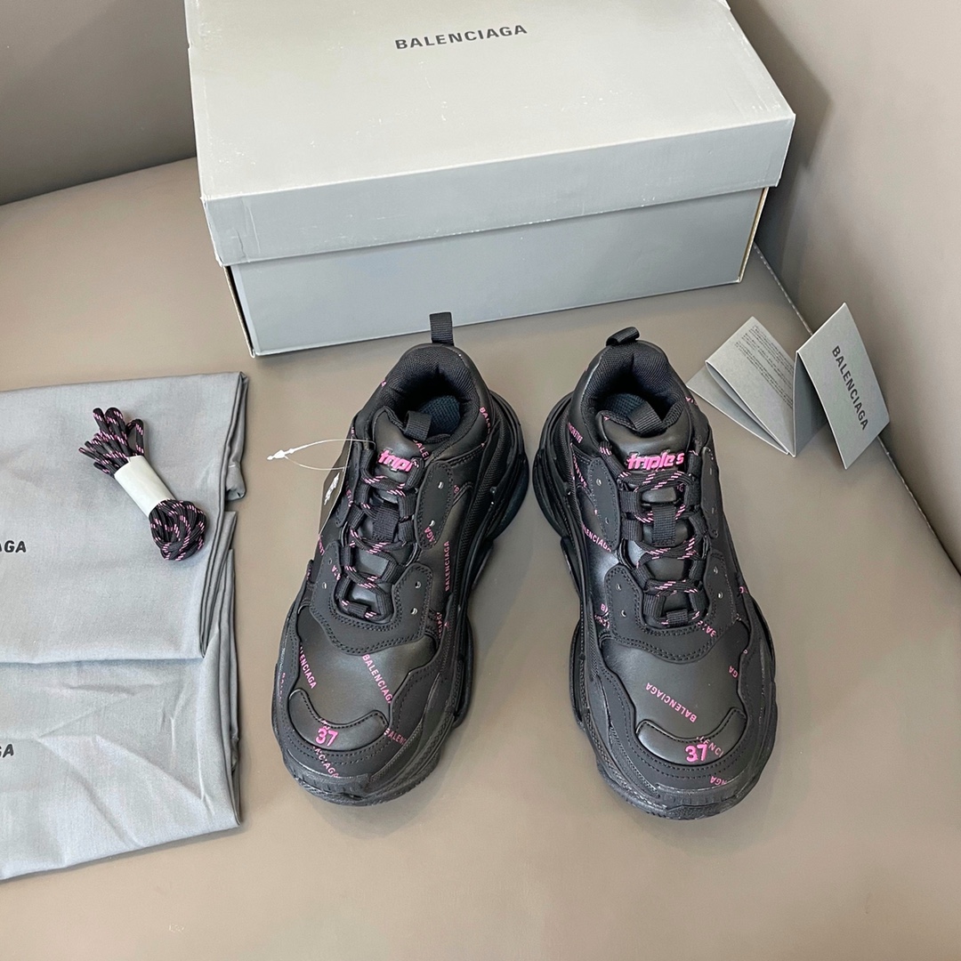 Negro y rojo Balenciaga·Balenciaga 2021ss nuevo nuevo color triples suela gruesa zapatillas de deporte zapatos de papá …