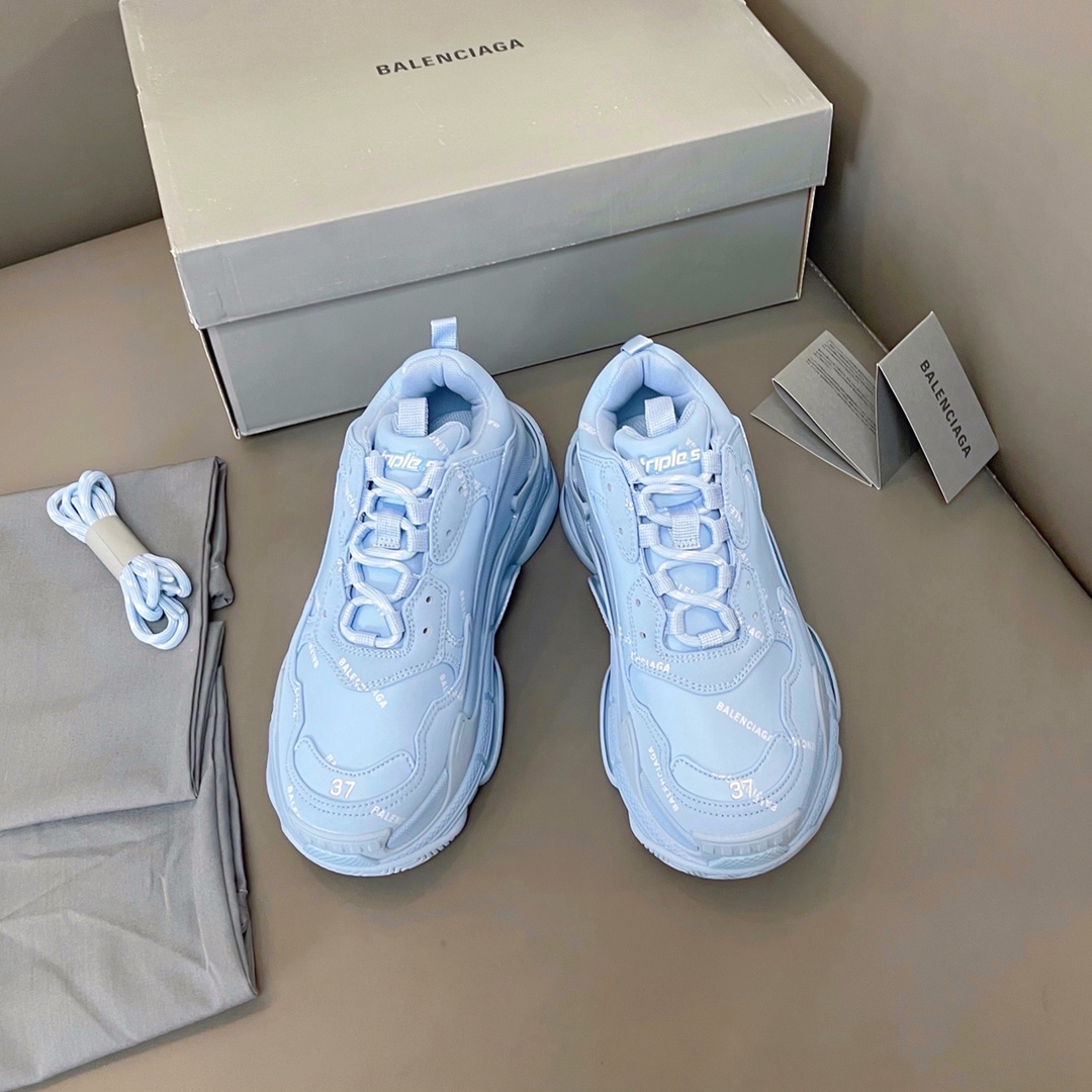 Azul Balenciaga·Balenciaga 2021ss nuevo nuevo color triples zapatillas de deporte con suela gruesa y realce zapatos par…