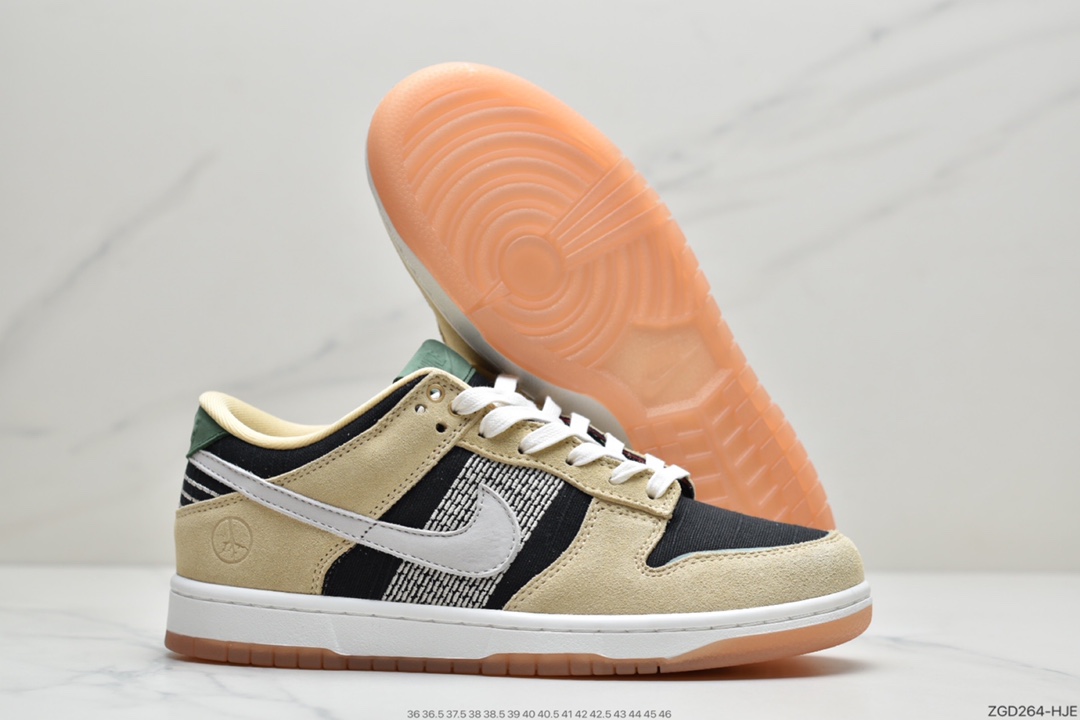 290 “Rooted in Peace”以和平的名义耐克Nike SB Dunk Low”Niwashi”扣篮系列低帮休闲运动滑板板鞋“杏白黑刺子绣2.0”DJ4671-294