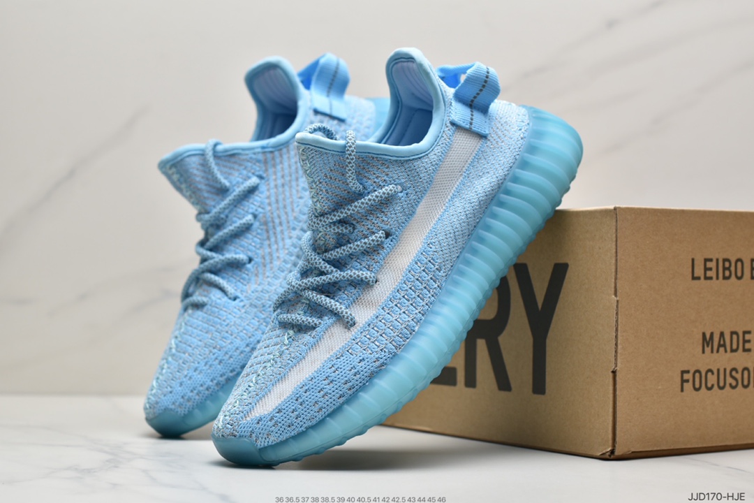 130 Adidas  阿迪达斯 Yeezy Boost 350V2  椰子爆米花休闲运动跑鞋 透气缓震舒适